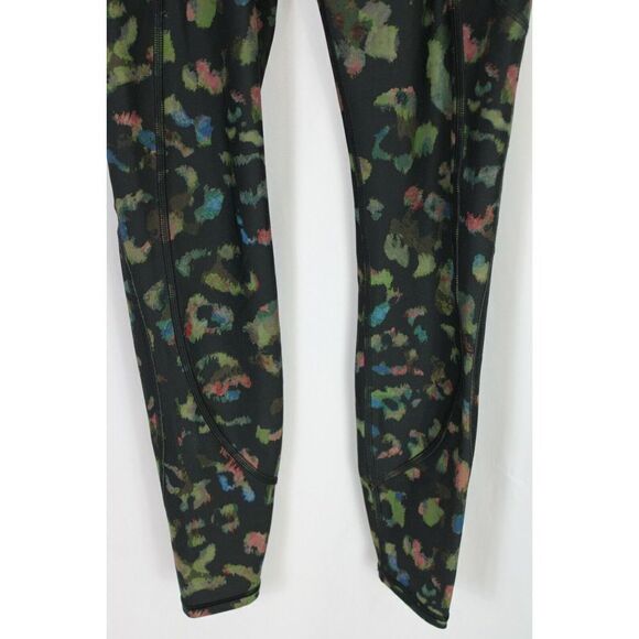 ATHLETA RAINIER LEOPARD PRINT TIGHT IN PLUSH SUPERSONIC ANCIENT FOREST XXS EUC - Picture 4 of 6